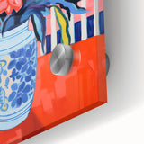 Electric Floral Wall Art: Vibrant Pink & Blue Flowers in Modern Decor