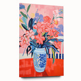 Electric Floral Wall Art: Vibrant Pink & Blue Flowers in Modern Decor