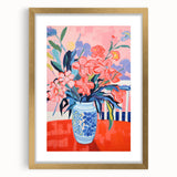 Electric Floral Wall Art: Vibrant Pink & Blue Flowers in Modern Decor