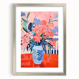 Electric Floral Wall Art: Vibrant Pink & Blue Flowers in Modern Decor