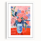 Electric Floral Wall Art: Vibrant Pink & Blue Flowers in Modern Decor