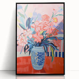 Electric Floral Wall Art: Vibrant Pink & Blue Flowers in Modern Decor