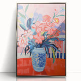 Electric Floral Wall Art: Vibrant Pink & Blue Flowers in Modern Decor