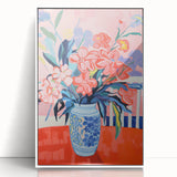 Electric Floral Wall Art: Vibrant Pink & Blue Flowers in Modern Decor