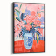 Electric Floral Wall Art: Vibrant Pink & Blue Flowers in Modern Decor