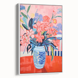 Electric Floral Wall Art: Vibrant Pink & Blue Flowers in Modern Decor