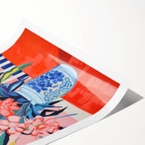 Electric Floral Wall Art: Vibrant Pink & Blue Flowers in Modern Decor