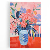 Electric Floral Wall Art: Vibrant Pink & Blue Flowers in Modern Decor