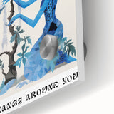 Abstract Electric Blue Figures Canvas - Modern Electric Wall Art Print