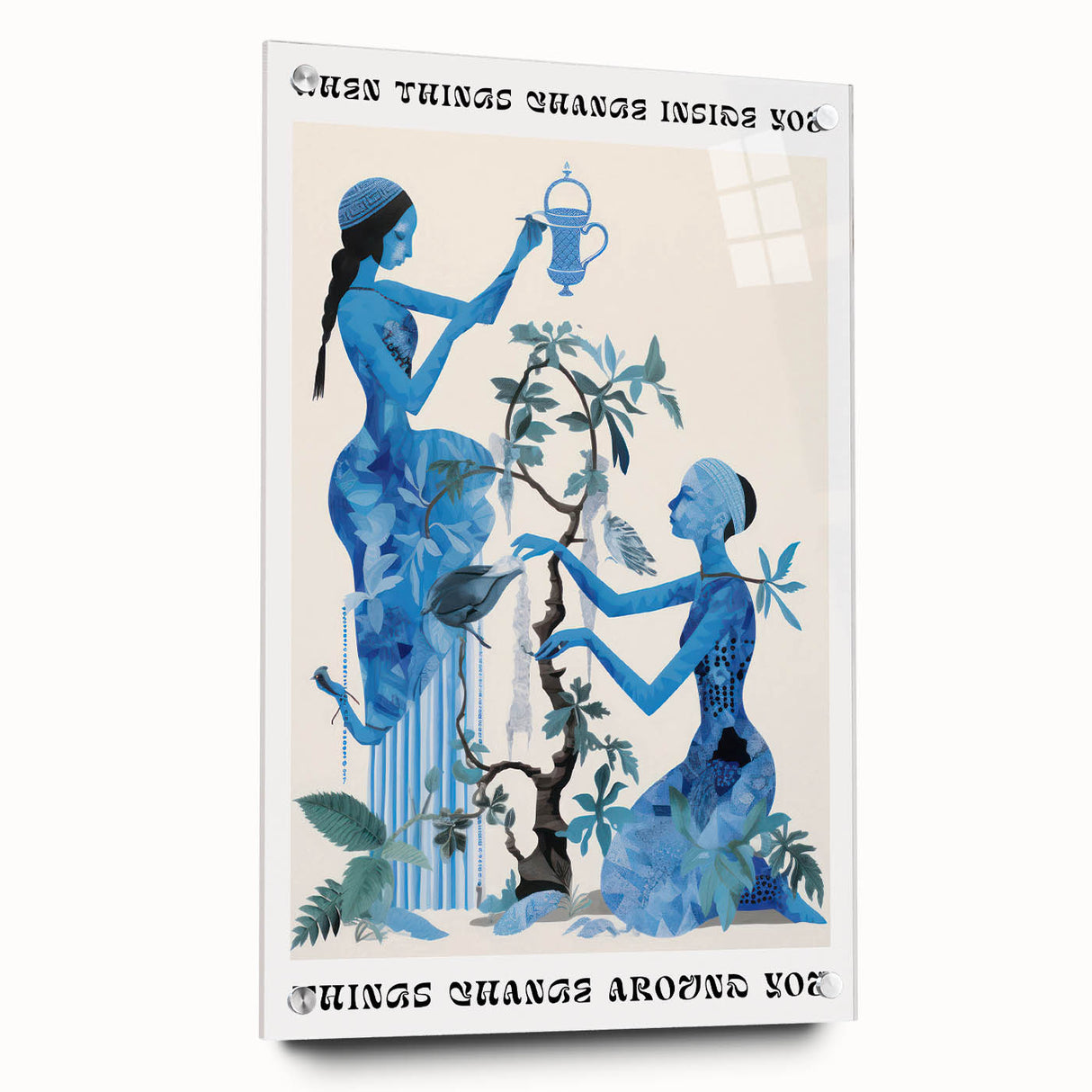 Abstract Electric Blue Figures Canvas - Modern Electric Wall Art Print