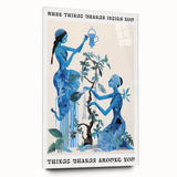 Abstract Electric Blue Figures Canvas - Modern Electric Wall Art Print