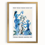 Abstract Electric Blue Figures Canvas - Modern Electric Wall Art Print