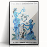 Abstract Electric Blue Figures Canvas - Modern Electric Wall Art Print