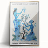 Abstract Electric Blue Figures Canvas - Modern Electric Wall Art Print