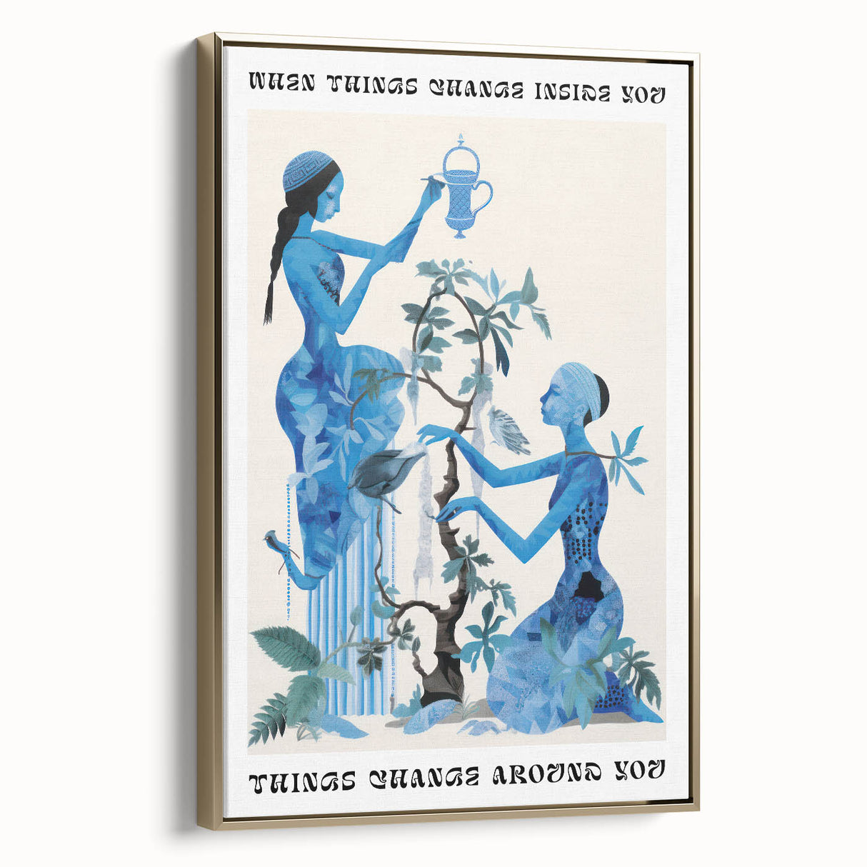 Abstract Electric Blue Figures Canvas - Modern Electric Wall Art Print