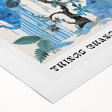 Abstract Electric Blue Figures Canvas - Modern Electric Wall Art Print