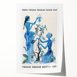 Abstract Electric Blue Figures Canvas - Modern Electric Wall Art Print