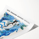 Abstract Electric Blue Figures Canvas - Modern Electric Wall Art Print