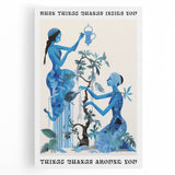 Abstract Electric Blue Figures Canvas - Modern Electric Wall Art Print