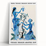 Abstract Electric Blue Figures Canvas - Modern Electric Wall Art Print