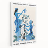 Abstract Electric Blue Figures Canvas - Modern Electric Wall Art Print