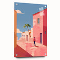 Electric Wall Art: Vibrant Pink and Blue Street Scene for Modern Decor