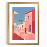 Electric Wall Art: Vibrant Pink and Blue Street Scene for Modern Decor