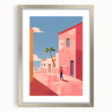 Electric Wall Art: Vibrant Pink and Blue Street Scene for Modern Decor