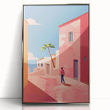 Electric Wall Art: Vibrant Pink and Blue Street Scene for Modern Decor