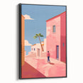 Electric Wall Art: Vibrant Pink and Blue Street Scene for Modern Decor