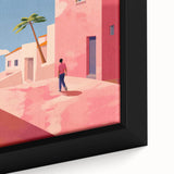 Electric Wall Art: Vibrant Pink and Blue Street Scene for Modern Decor
