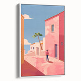 Electric Wall Art: Vibrant Pink and Blue Street Scene for Modern Decor