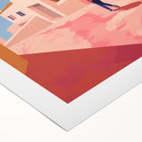 Electric Wall Art: Vibrant Pink and Blue Street Scene for Modern Decor