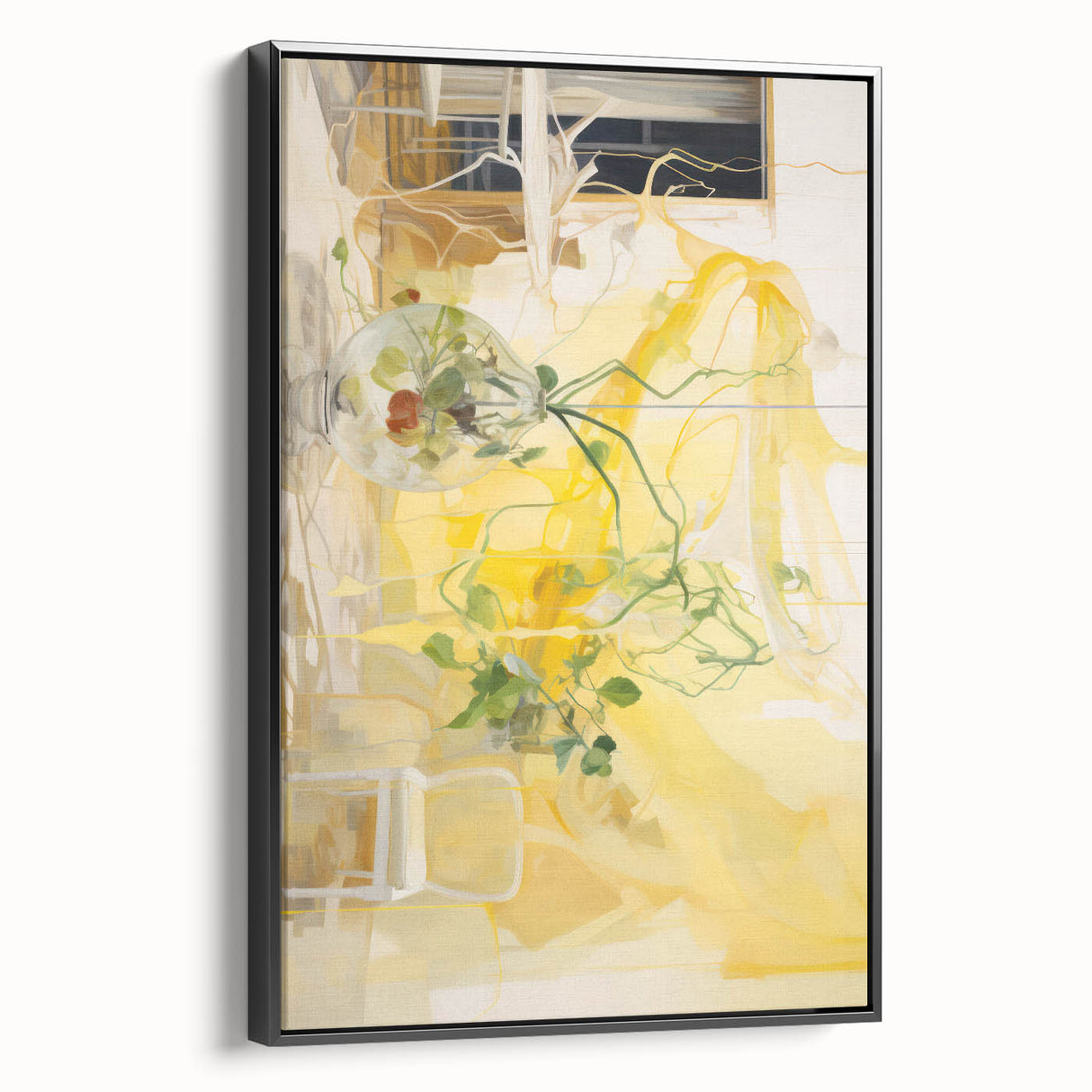 Electric Wall Art with Abstract Floral Design | Vibrant Yellow Decor