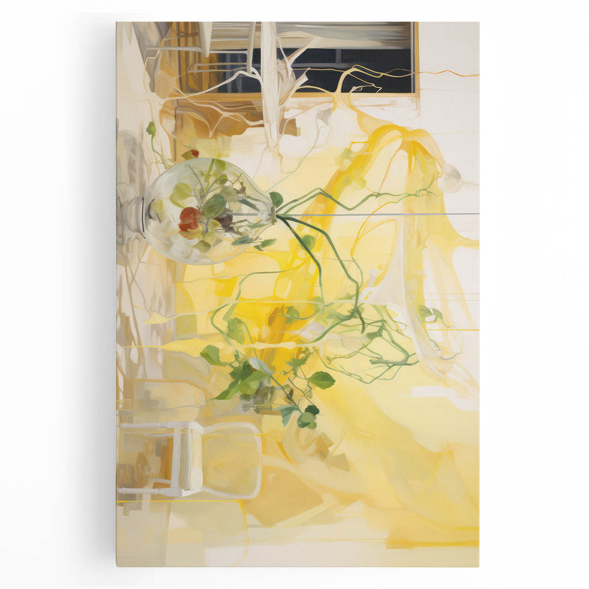 Electric Wall Art with Abstract Floral Design | Vibrant Yellow Decor