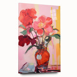 Electric Floral Wall Art with Bold Red Blooms | Vibrant Modern Decor