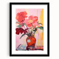 Electric Floral Wall Art with Bold Red Blooms | Vibrant Modern Decor
