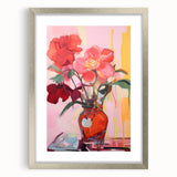 Electric Floral Wall Art with Bold Red Blooms | Vibrant Modern Decor
