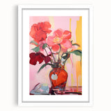 Electric Floral Wall Art with Bold Red Blooms | Vibrant Modern Decor