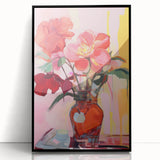 Electric Floral Wall Art with Bold Red Blooms | Vibrant Modern Decor