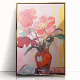 Electric Floral Wall Art with Bold Red Blooms | Vibrant Modern Decor