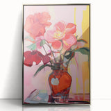 Electric Floral Wall Art with Bold Red Blooms | Vibrant Modern Decor