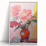 Electric Floral Wall Art with Bold Red Blooms | Vibrant Modern Decor