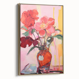 Electric Floral Wall Art with Bold Red Blooms | Vibrant Modern Decor