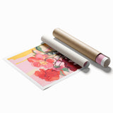 Electric Floral Wall Art with Bold Red Blooms | Vibrant Modern Decor