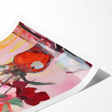 Electric Floral Wall Art with Bold Red Blooms | Vibrant Modern Decor