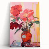 Electric Floral Wall Art with Bold Red Blooms | Vibrant Modern Decor