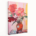 Electric Floral Wall Art with Bold Red Blooms | Vibrant Modern Decor