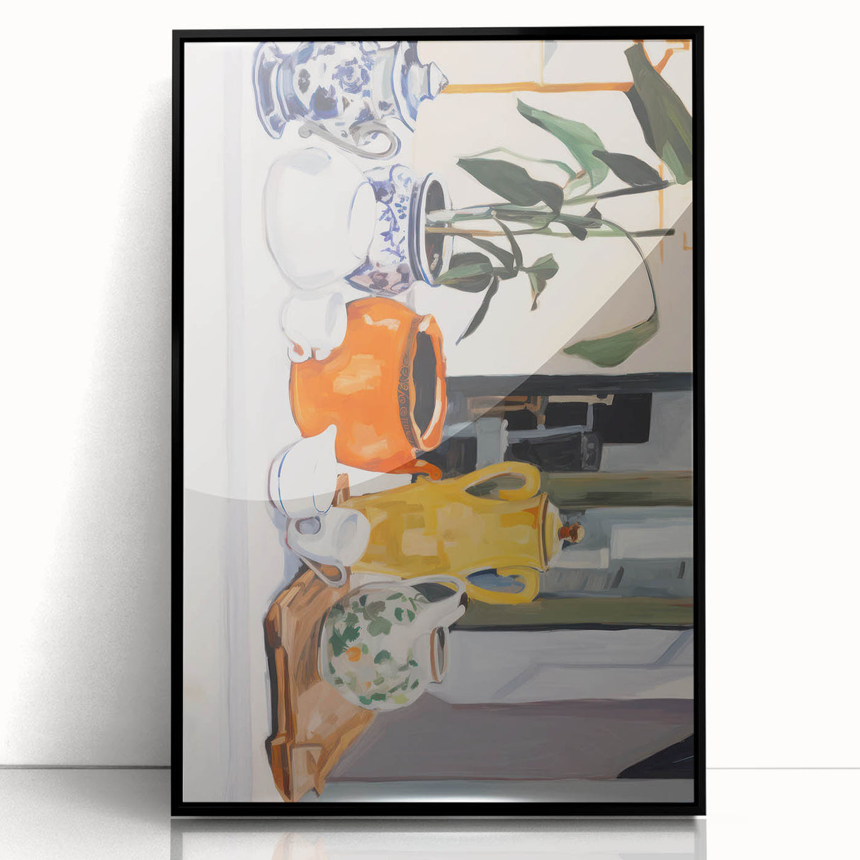 Electric Still Life Art with Vibrant Pottery | Modern Abstract Decor