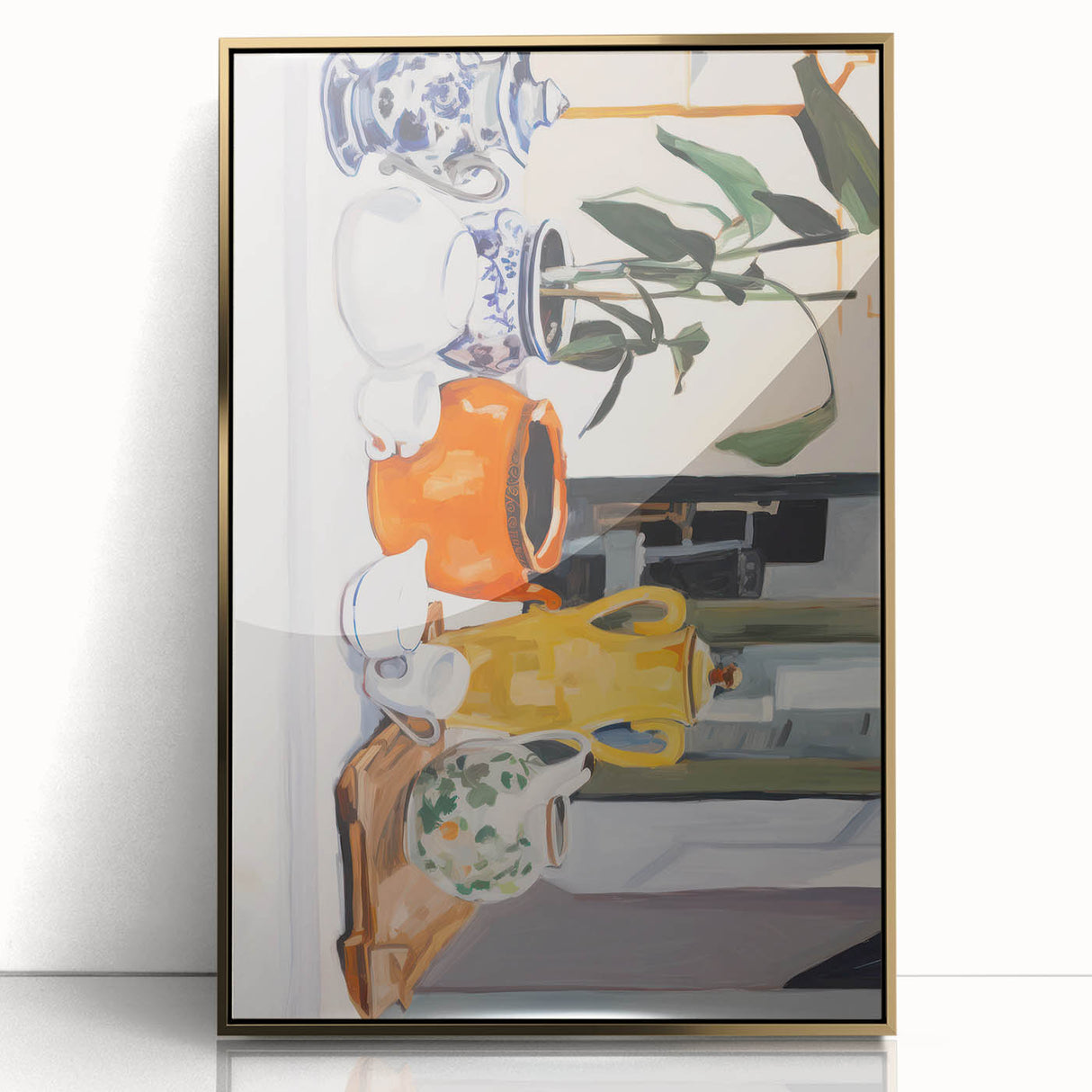 Electric Still Life Art with Vibrant Pottery | Modern Abstract Decor